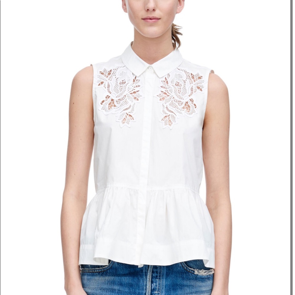Rebecca Taylor medallion lace poplin top